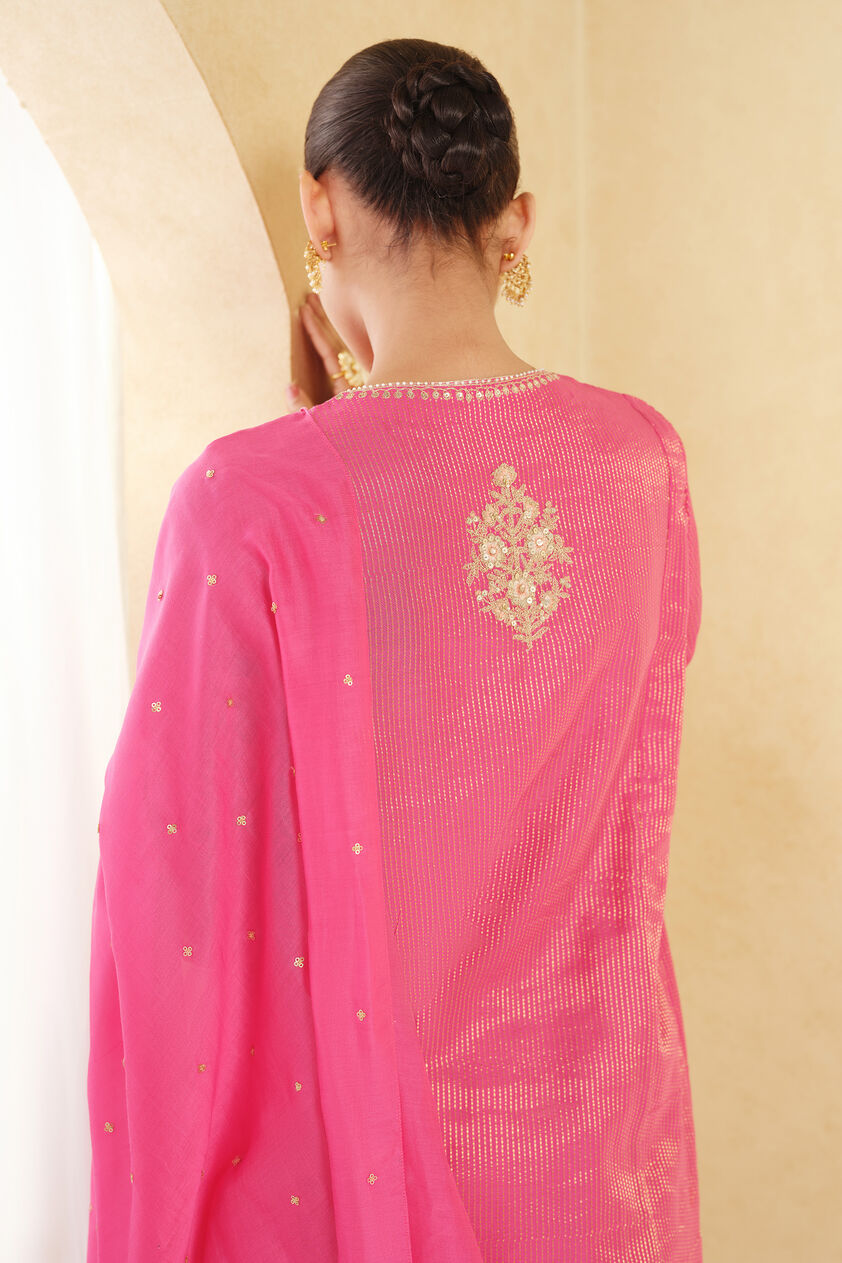 Ranjika Handwoven Maheshwari Suit Set - Pink, Pink, image 4